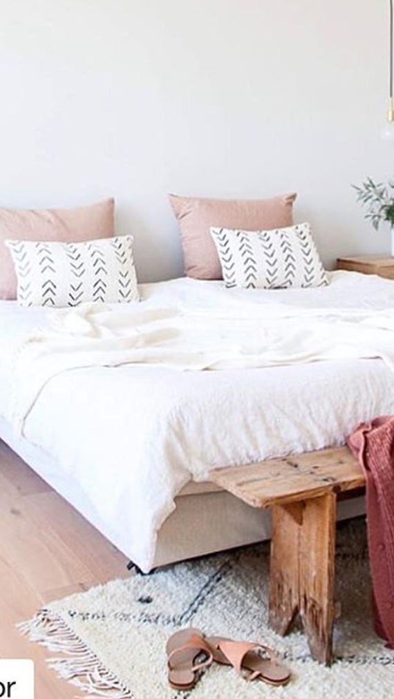 Rust Mudcloth Pillow Cover, Authentic Mud Cloth Pillow, 18", | 'Elliott'