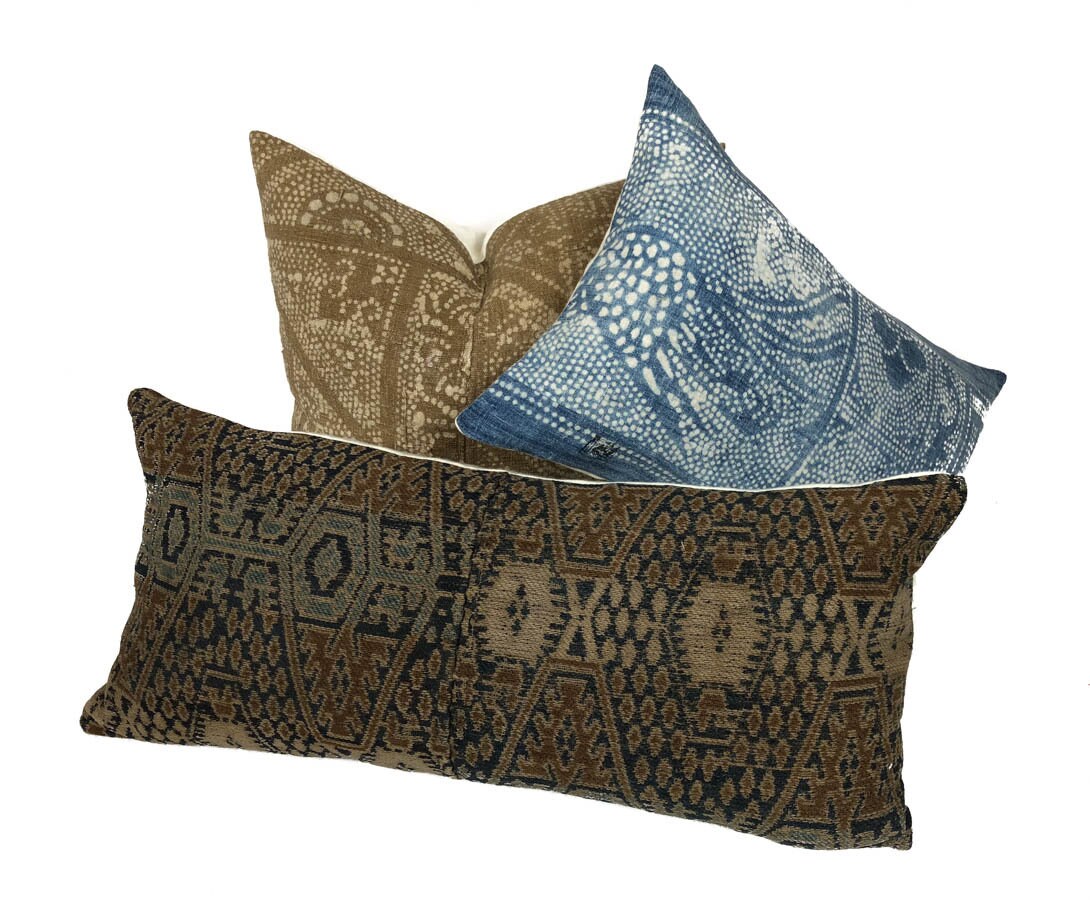 Chinese Batik Pillow - Vintage Brown