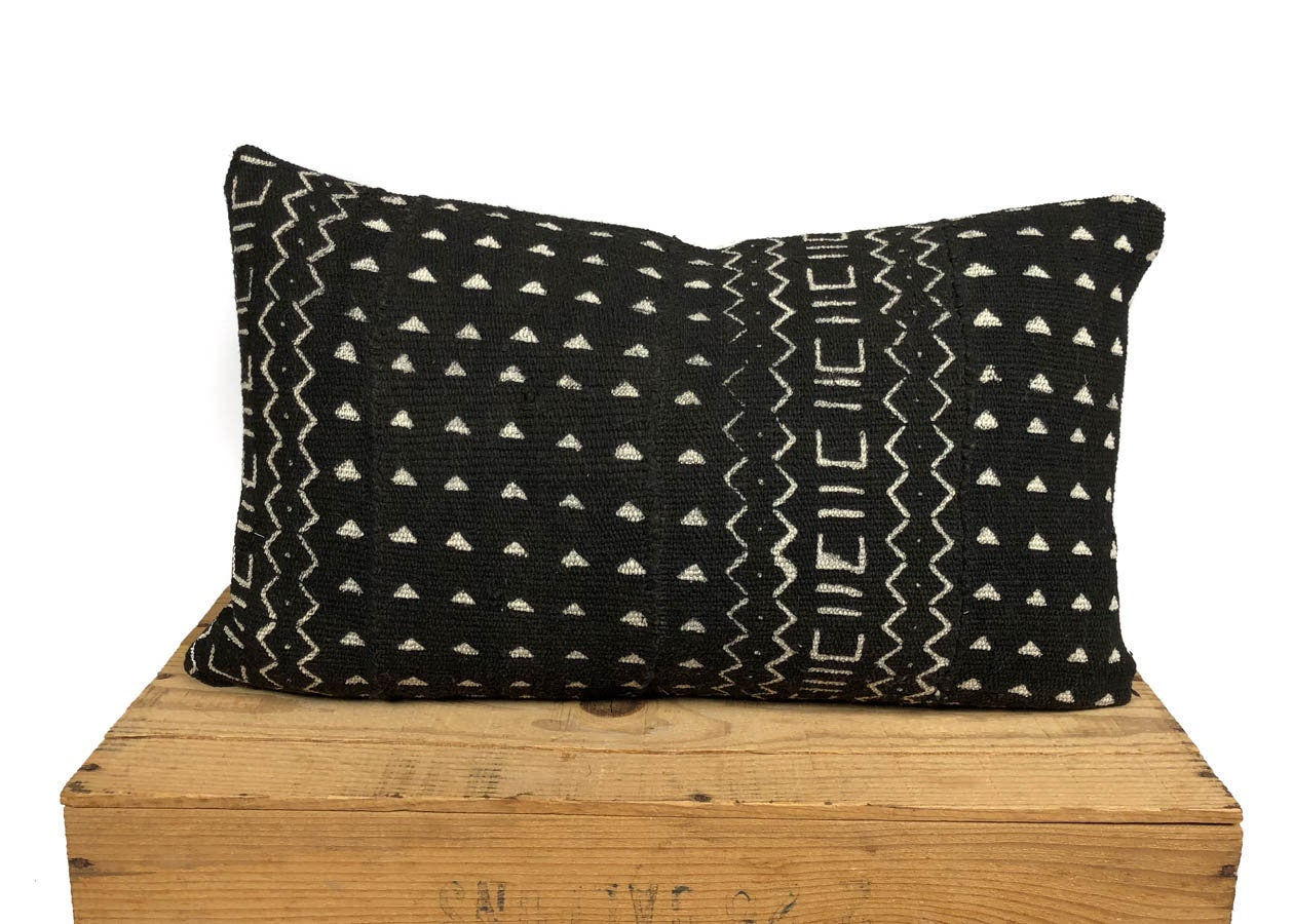 Authentic Mudcloth Pillow | Mud Cloth Pillow Cover | 12x20 Inch | Milo