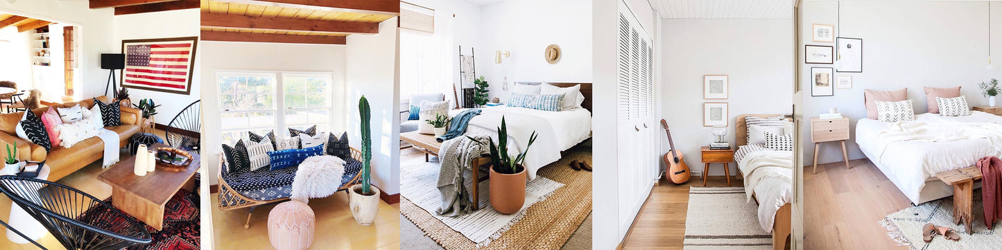 Indian Block Print Pillow Cover 20" Blue and Pink