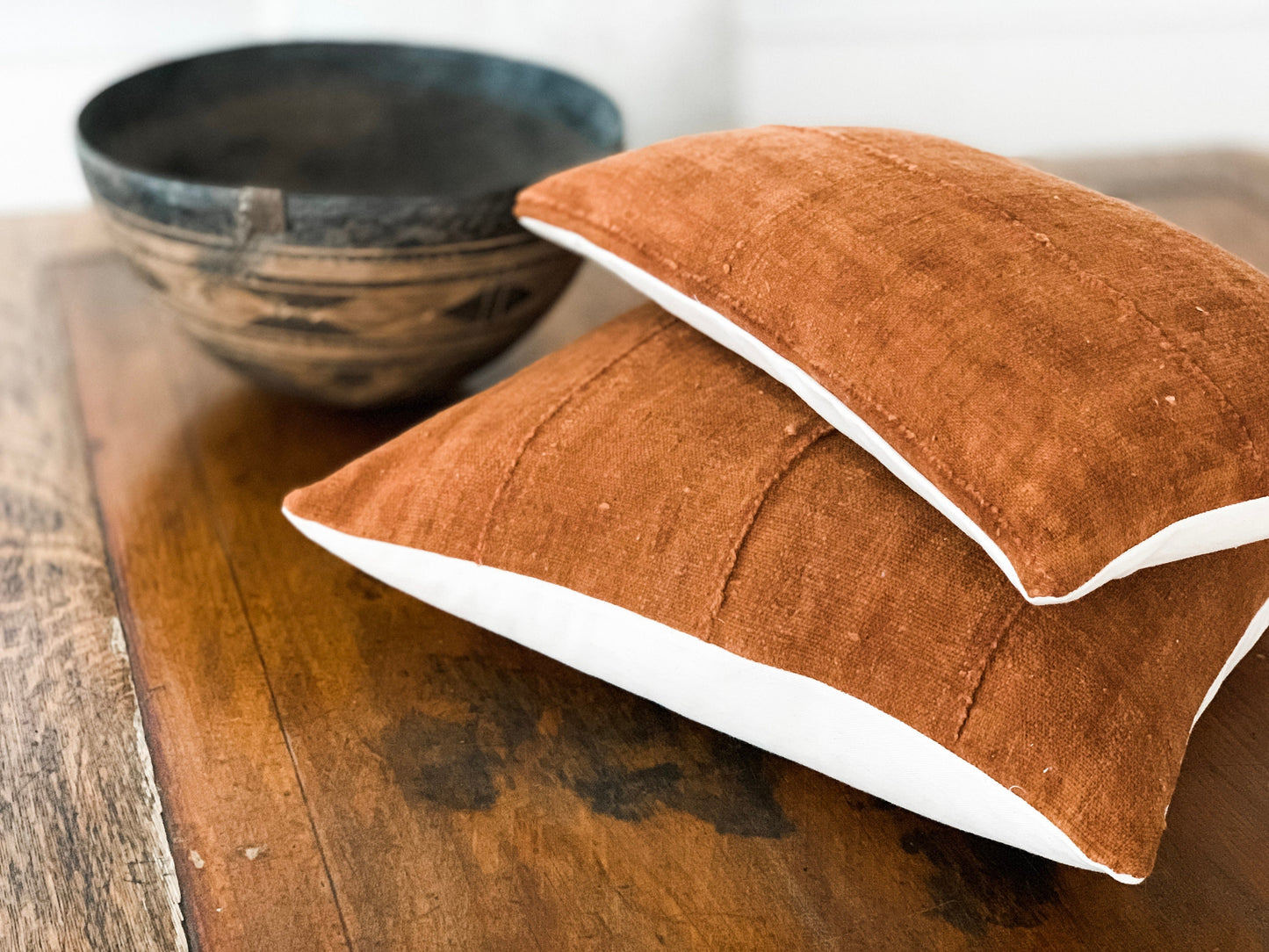 Authentic African Mudcloth Pillow, Rust Color, Boho Mud Cloth , Multiple Sizes Available.