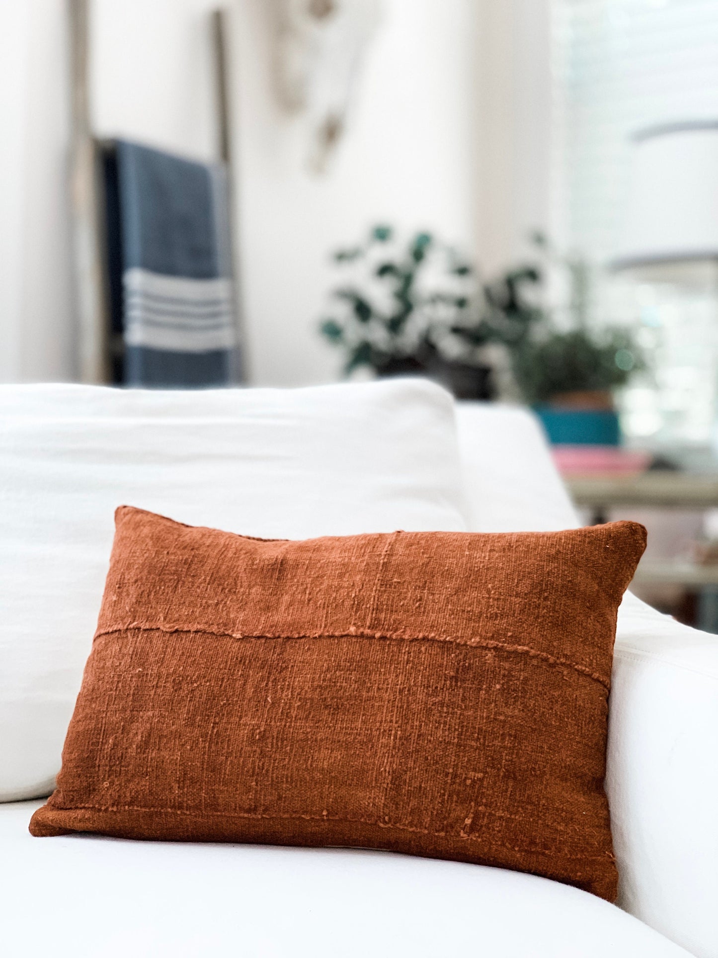 Authentic African Mudcloth Pillow, Rust Color, Boho Mud Cloth , Multiple Sizes Available.