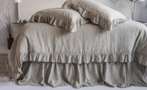 Stonewashed Organic Linen Ruffled Duvet Cover