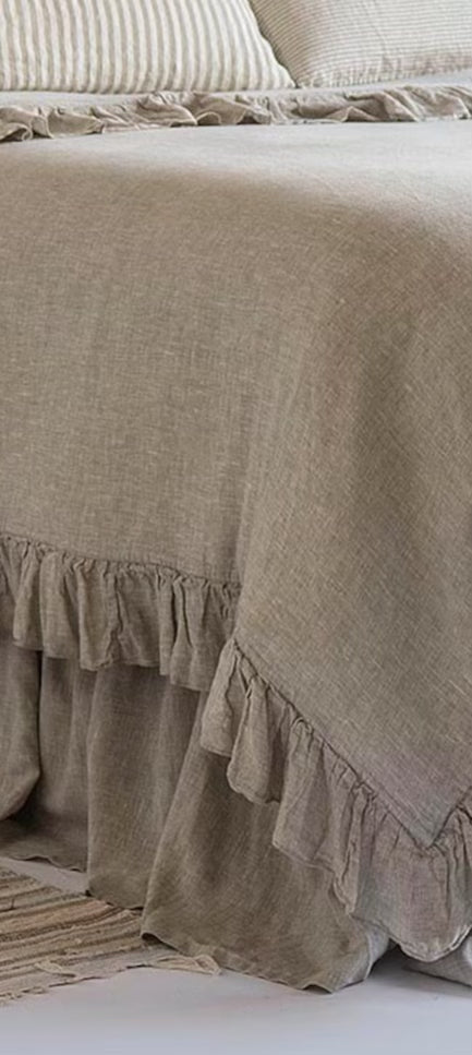 Stonewashed Organic Linen Ruffled Duvet Cover