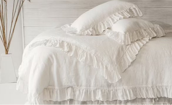 Stonewashed Organic Linen Ruffled Duvet Cover