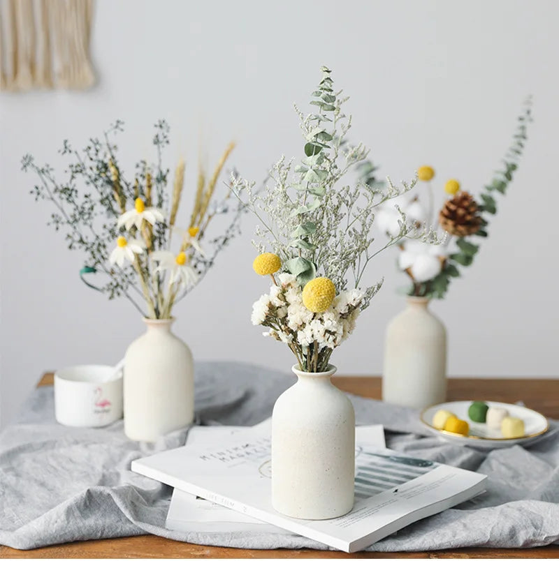 Stylish Ceramic Vase Set for Home Decor - Farmhouse, Living Room, Shelf, Table, Bookshelf, Mantel, Entryway - Perfect Gift