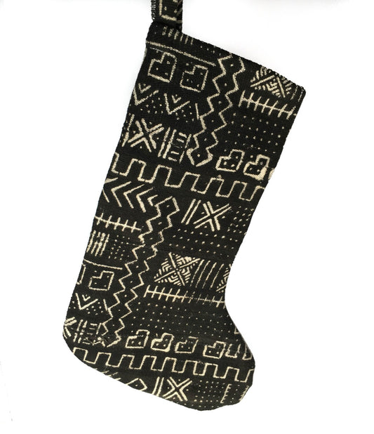 Mud Cloth Christmas Stocking Mudcloth Stocking Black African Print