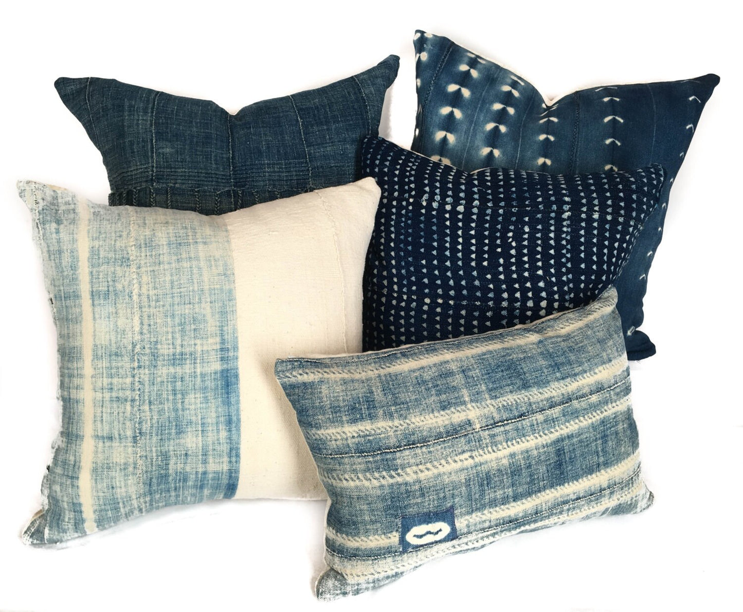 Mudcloth Pillows, Vintage Indigo African Mud Cloth Pillow Cover