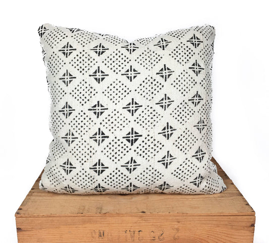 Mudcloth Pillows White African Mud Cloth Pillow Cover Authentic Mudcloth Pillow 20x20 Inch