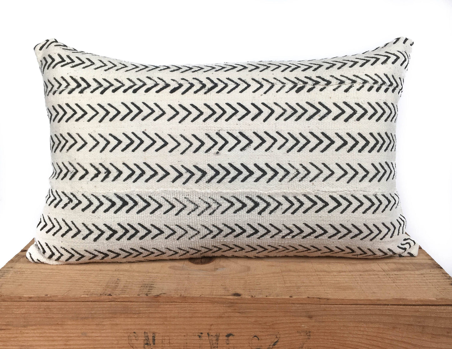 Remy White African Mud Cloth Pillow Cover 12x20