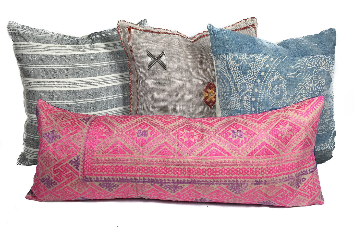 Grace 100% European Linen Pillow Gray Stripe 12x20"