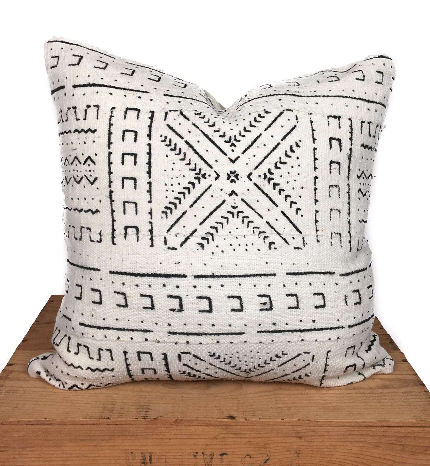 Mudcloth Pillow Cover, African Mud Cloth, Authentic Mud Cloth Pillow | Black and White | 'LUCY'