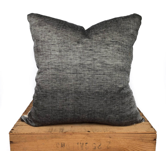 Clancy 100% European Woven Linen Pillow Gray