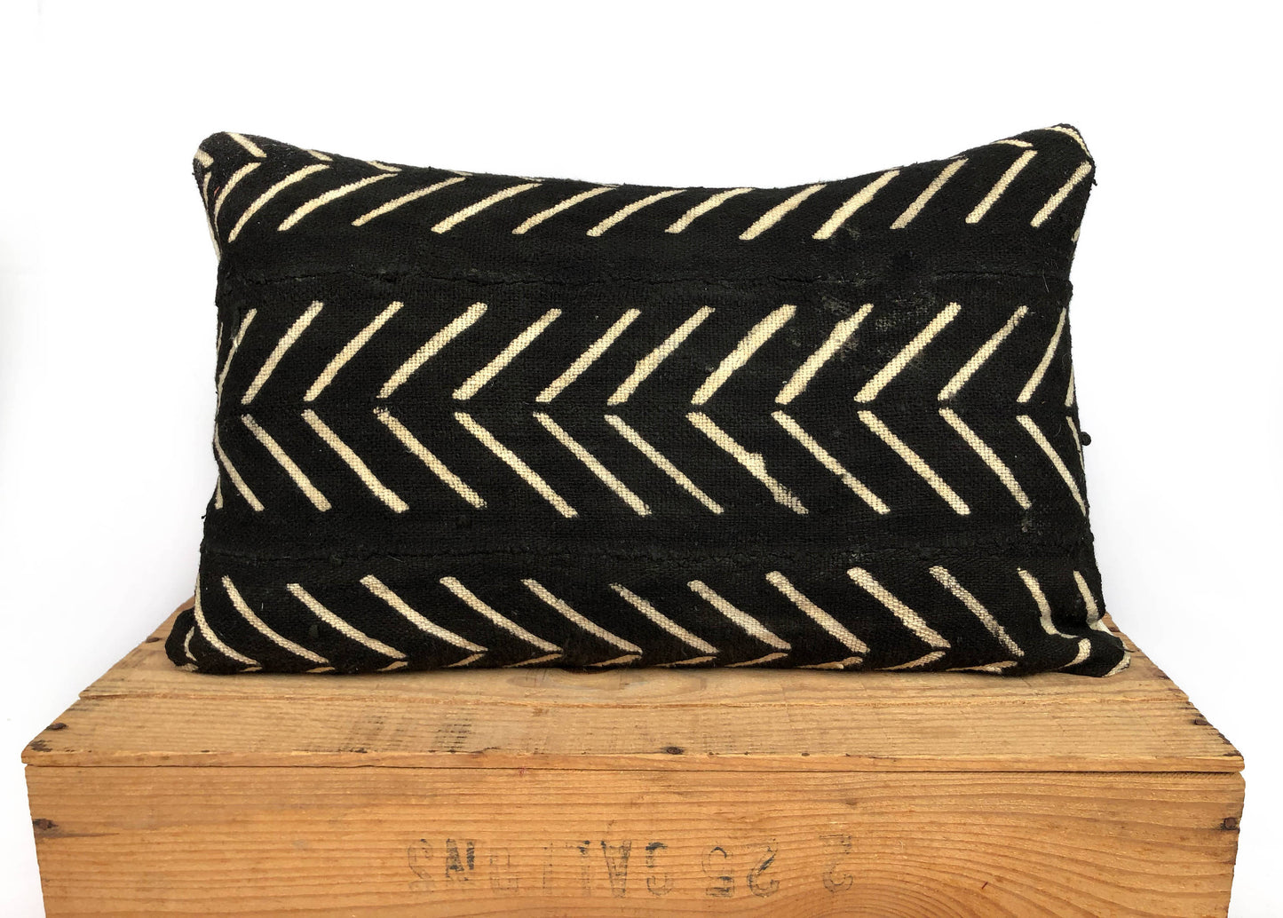 Catherine Mud Cloth Pillow Cover Black and White  Boho African Mudcloth Throw Pillow