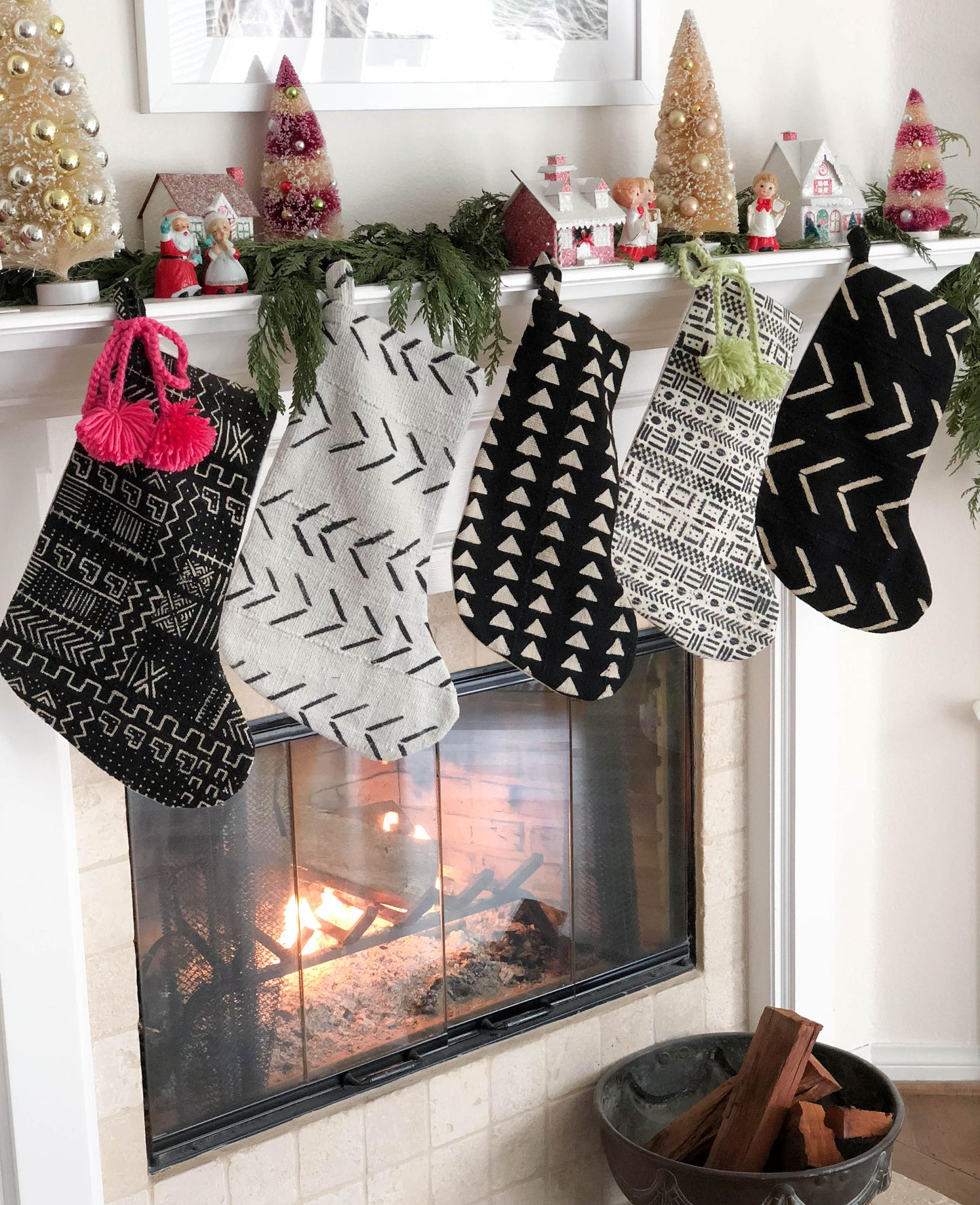 Mud Cloth Christmas Stocking Mudcloth Stocking Black African Print