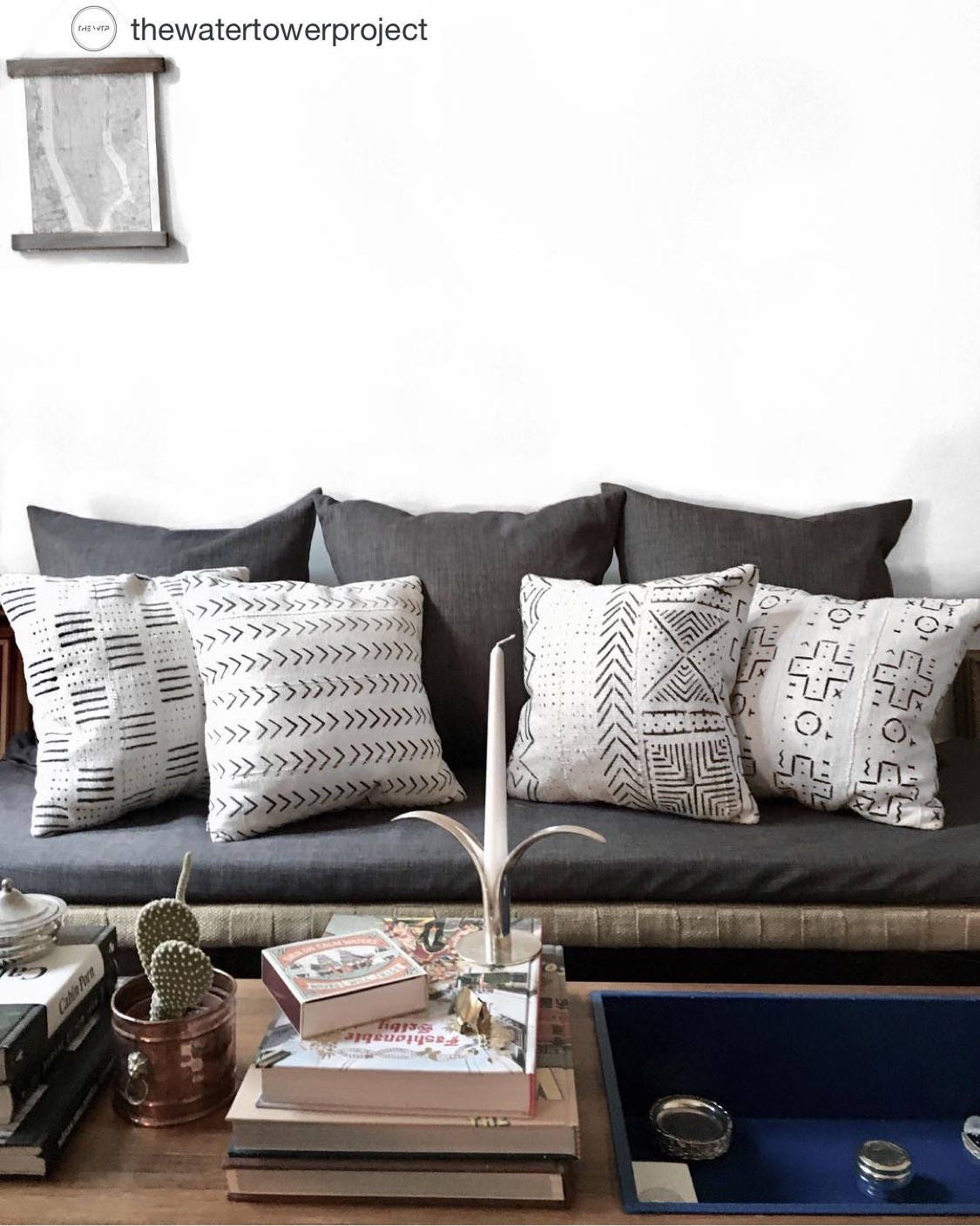 Mudcloth Pillow Cover, African Mud Cloth, Authentic Mud Cloth Pillow | Black and White | 'Minnie'