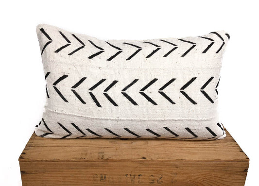 THE MAXWELL, 12"x20" Lumbar Pillows, African Mud Cloth Pillow Cover, Authentic.