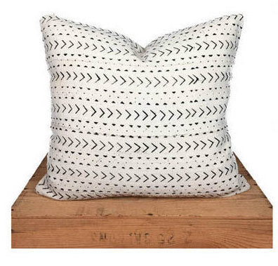 Elliott African Mud Cloth Pillow Cover, One Fine Nest Mudcloth Pillow Covers, White, Multiple Sizes Available