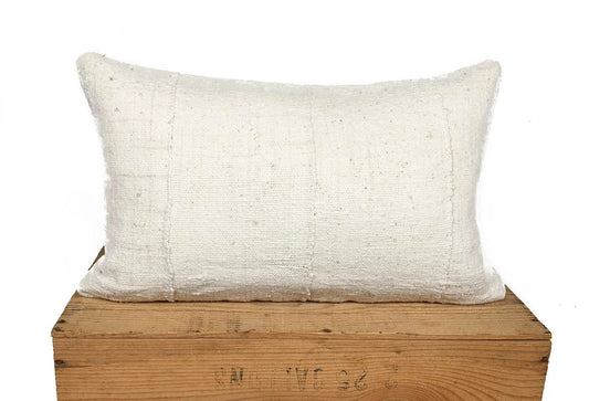 African Mud Cloth Pillow Cover, Authentic Mudcloth, Lumbar Pillow, Plain White, Multiple Sizes Available, 'Jane'