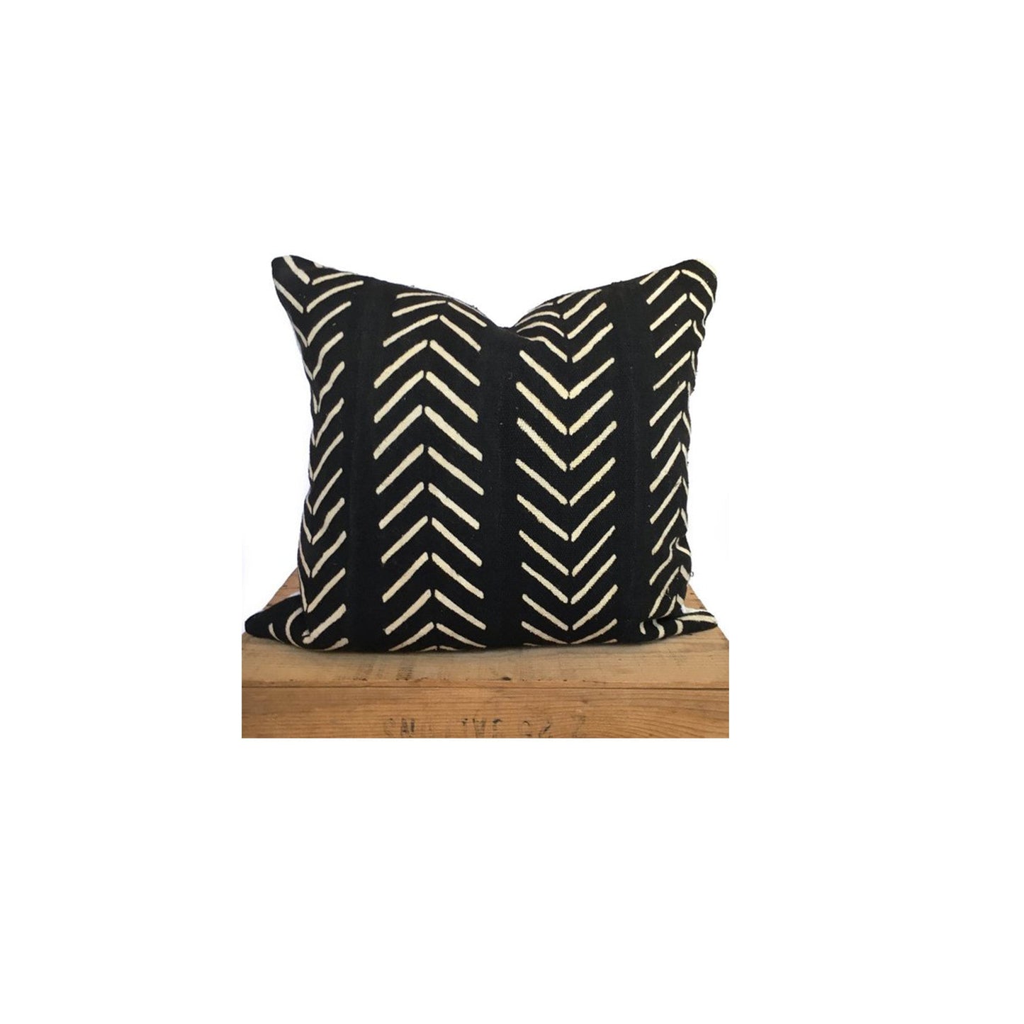Catherine Mud Cloth Pillow Cover Black and White  Boho African Mudcloth Throw Pillow