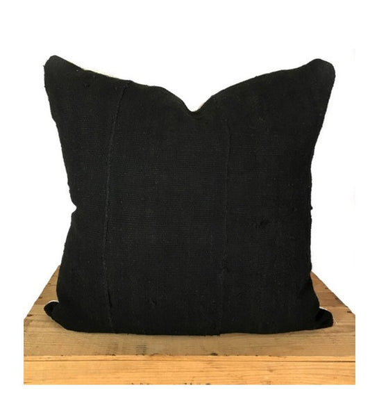 18 Inch Plain Black African Mud Cloth Pillow Cover African Print Mudcloth