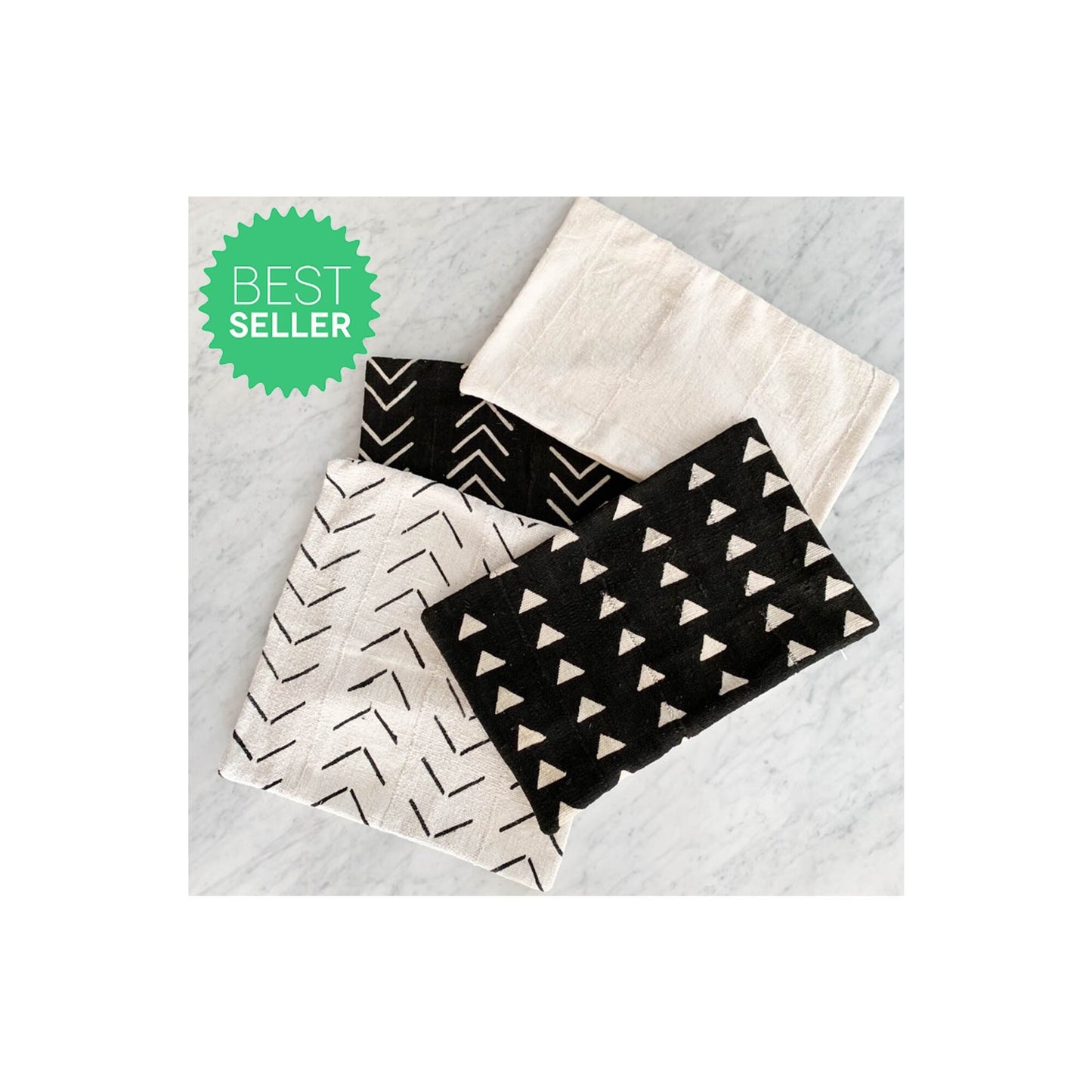 Authentic Mudcloth Pillow Set, Black and White Throw Pillows, Bundle Sale