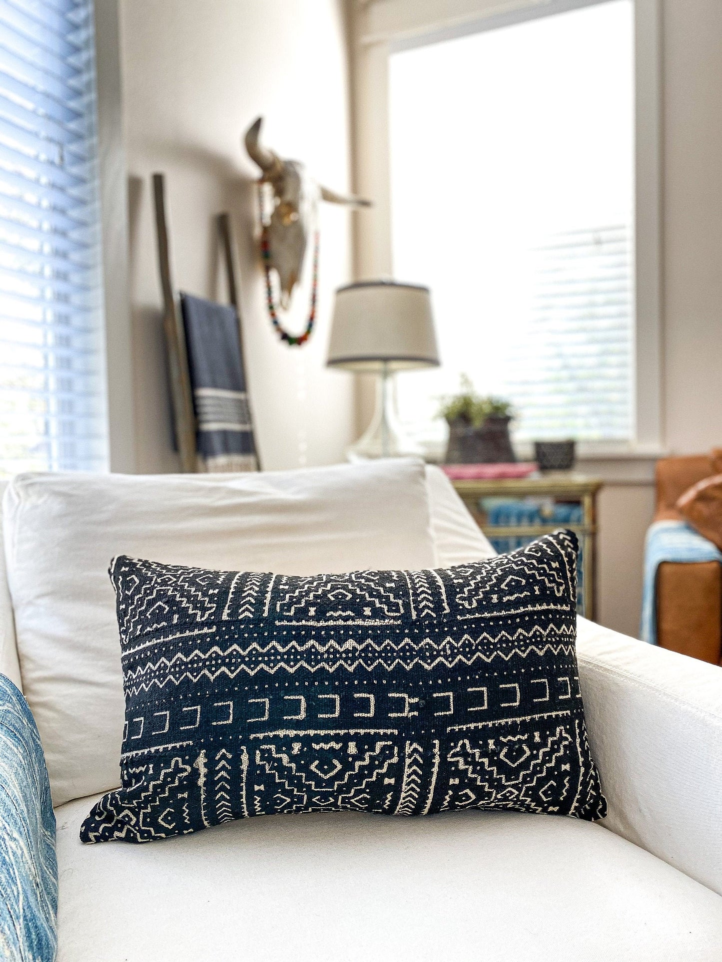 Mud Cloth Pillow Cover Black and White Mudcloth Pillow | "Colleen"