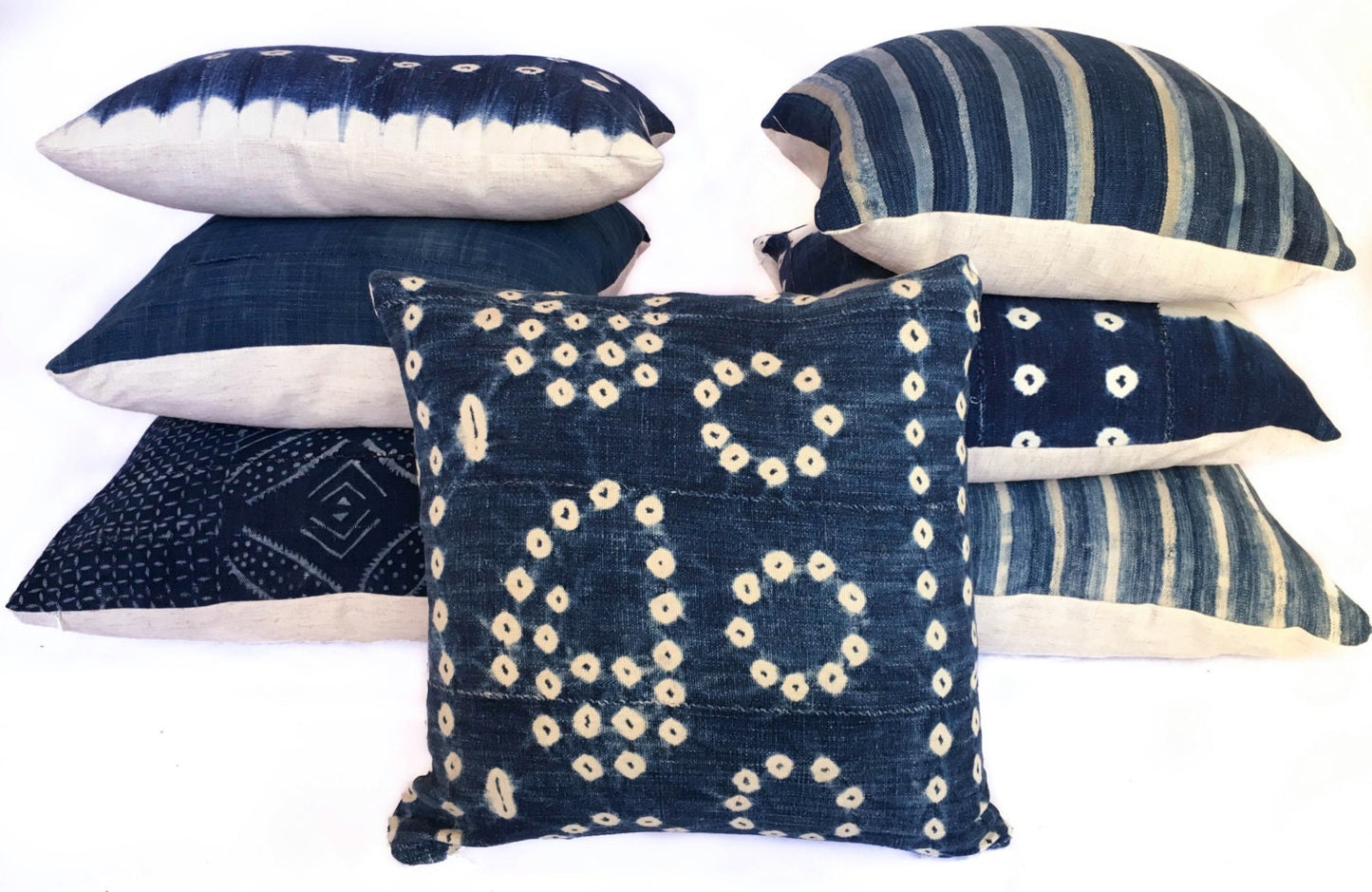20" Inch Indigo African Mud Cloth Pillow Cover Mudcloth Pillow